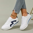 thumbnail image 3 of Women's Fashion Sneakers Classic Retro Color Block Antislip Walking Shoes Trainers Skate Shoes Casual Low Top Tennis Shoes Blue Size 9, 3 of 5