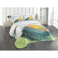 thumbnail image 3 of Ambesonne Tropical Quilted Bedspread Set 3 Pcs, Coconut Palm Trees, King Size, Green Petrol Blue, 3 of 5