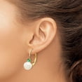 thumbnail image 3 of Auriga 14k Yellow Gold 6-6.5mm Pearl and Emerald Dangle Earrings for Women(L- 15mm, W- 6mm), 3 of 6