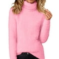 thumbnail image 2 of ylioge S-5X Plus Size Womens Fleece Sweaters Long Sleeve Turtleneck Sweatshirts Ladies Casual Solid Color Stretchy Pullover Knitted Sweater Tops, 2 of 6