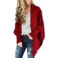 thumbnail image 3 of Cardigan Ouvert sur le devant pour Femmes Pull en Tricot à Manches Chauve-Souris Drapé, 3 of 3