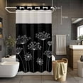 thumbnail image 5 of No Hook Shower Curtains with Snap-in Liner Set, Black Dandelion Waterproof Hotel Style Bathroom Shower Curtain, Spring Modern Minimalist Country Flower Breathable Mesh Top Bath Curtains 36''x72'', 5 of 9