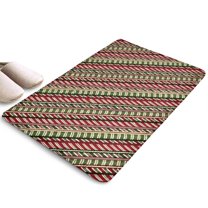 Red and Green Christmas Striped Flannel Non Slip Door Rugs,Washable Door Mats Indoor,Decorative Door Mats,Dirt-Resistant and Absorbent Doormat for Entrance,Bedroom,Kitchen,Bathroom,23.5"x16"