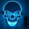 thumbnail image 2 of Tagital LED Scary Skull Halloween Mask Costume Cosplay EL Wire Light Up Halloween Party, 2 of 3