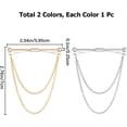 thumbnail image 2 of Alfileres de cuello de camisa para hombre, 2 colores, para corbata, con cadena, para solapa, barra de cuello, broche con borla, dorado y plateado., 2 of 6