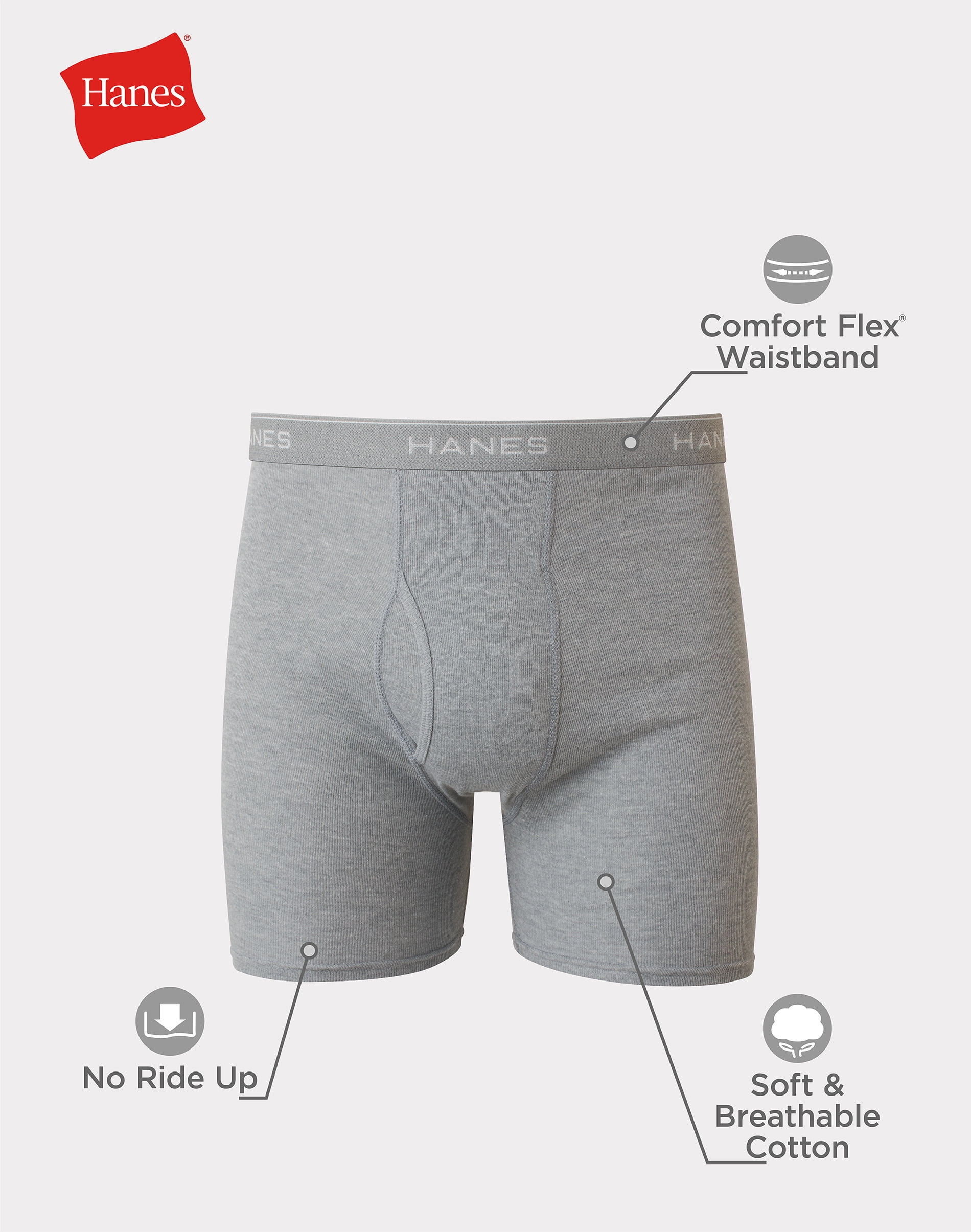 Hanes Big Man Underwear, Boxer Brief Underwear Pack, Cotton, 3-Pack (Big & Tall Sizes)