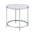 thumbnail image 4 of Faux Marble Round End Table, Chrome Base, Nesting Cocktail Tables for Living Room, 4 of 4
