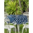 thumbnail image 3 of Outdoor Tablecloth with Umbrella Hole for Patio/Picnic/Party/Camping, Navy Blue Morocco Waterproof Table Cloth Round Cover Washable, Modern Abstract Classic Geometric (Dia 54"), 3 of 8
