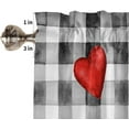thumbnail image 6 of Farmhouse Gnome Valentines Day Kitchen Decor Curtain Valances Watercolor Buffalo Plaid Rod Pocket Small Window Treatment for Bedroom Thermal Insulated Washable Curtains, 1 Panel, 54x18inch, 6 of 6