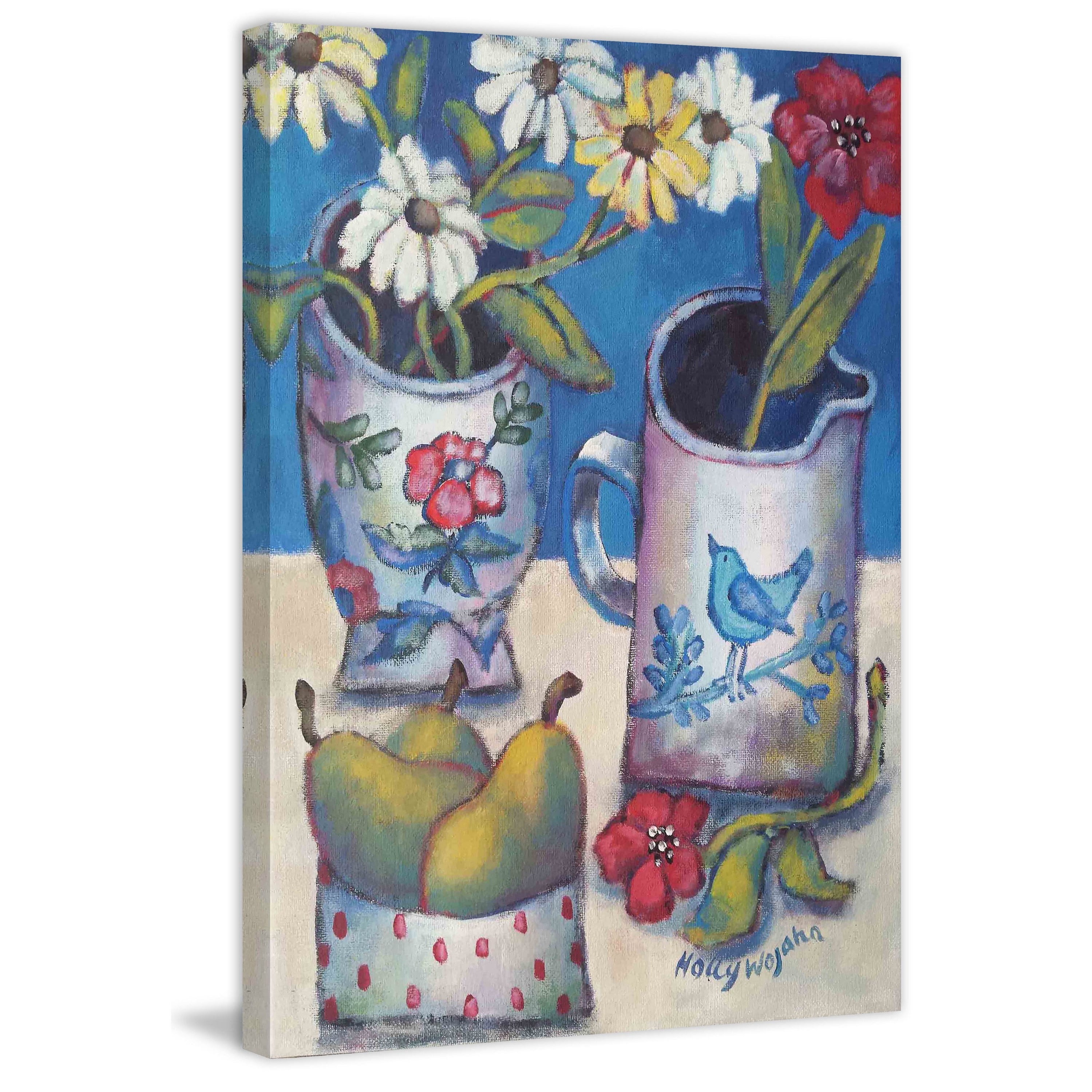Marmont Hill "Des Fleurs Et Poires" Painting Print on Canvas