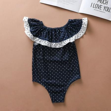 

CHGBMOK Toddler Swimsuit Baby Girls Summer Cute Leopard Polka Dots Print Ruffles One-Piece Swimsuit