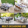 thumbnail image 5 of Spring Flowers Table Cloths for 5 Foot Rectangle Tables, Watercolor Garden Florals Wooden Grain Patio Waterproof Elastic Fitted Tablecloths, Washable Rectangular Table Cover for Camping, 5 of 8