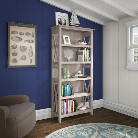 Bush Furniture Key West 5 Shelf Bookcase in Washed (Best Things In Key West)