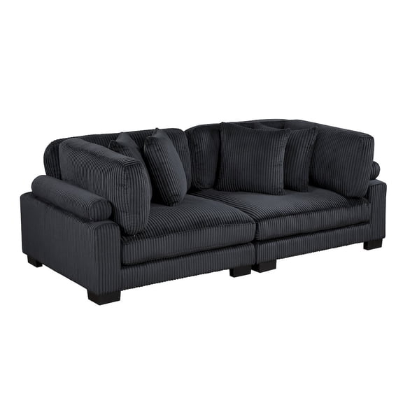 Lexicon Traverse Corduroy Love Seat in Black