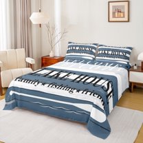 Homewish Blue White Lodge Cabin Twin Sheet Sets, Enjoy Farm Life Twin Fitted Sheet, Teens Kids Adult Men Flat Sheet, Luxury Bedroom Decor, 3-Piece