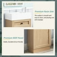 thumbnail image 4 of 18.5-inch Rustic Bathroom Vanity with Reversible Resin Sink, Soft-Close Doors & Adjustable Shelf, Space-Saving MDF Cabinet, Wood Grain Finish for Small Bathrooms, Apartments, 4 of 10