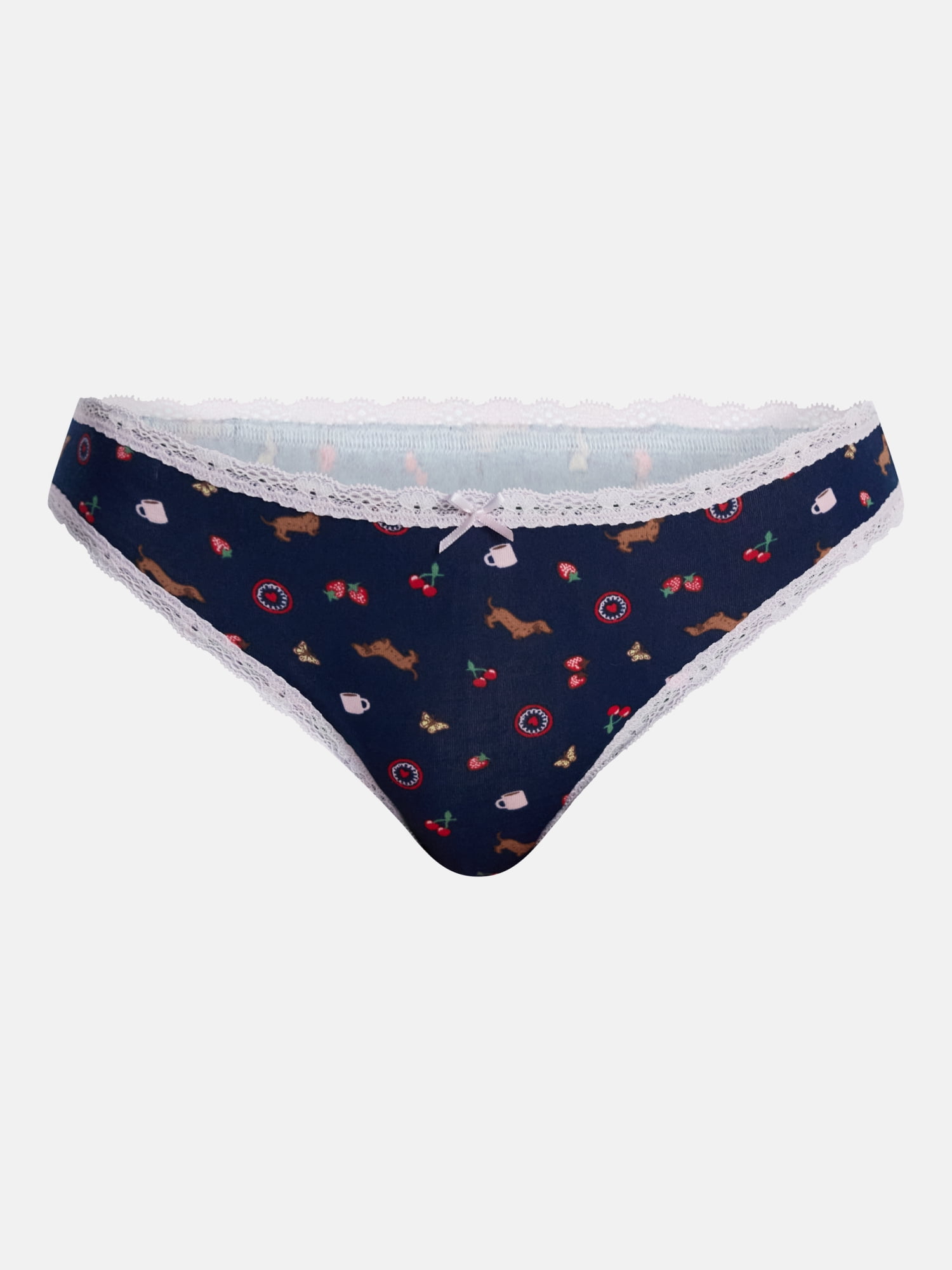 No Boundaries Cotton Stretch Cheeky Panties with Lace, 3 Pack, Women's XS-XXXL