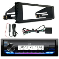 JVC KD-X38MBS Single DIN Marine MotorSports Bluetooth USB AUX LED AM/FM Stereo Receiver, Enrock 98-2013 Harley Install Single Din Installation Kit, Antenna Signal Reception Amplifier Booster Kit