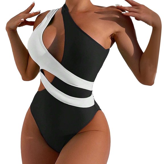 New & Trending NMMUED One Piece Swimsuit, Cut Out One Piece Swimsuit Women, One Shoulder Swimsuits for Women, Cutout One Piece Swimsuit Women, Monokini Swimsuits for Women, Black L