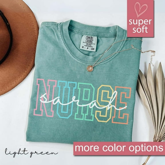Comfort Colors® Personalized Nurse Shirt, Custom Nurse Shirt, Nurse Shirt, Nursing School Tee, Nurse Tee, Gift For Nurse, ER Nurse Shirts