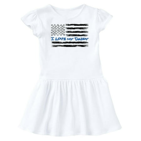 

Inktastic I Love my Daddy- Police Officer Distressed Flag Gift Baby Girl Dress