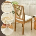 thumbnail image 3 of JUNWELL Waterproof Dining Chair Seat Covers Faux Leather Stretch Chair Slipcovers  8 Pack  Beige, 3 of 8