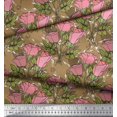 thumbnail image 3 of Soimoi Tissu en Rayonne Imprimé Feuilles & Roses au Mètre 42 Pouces de Large, 3 of 3