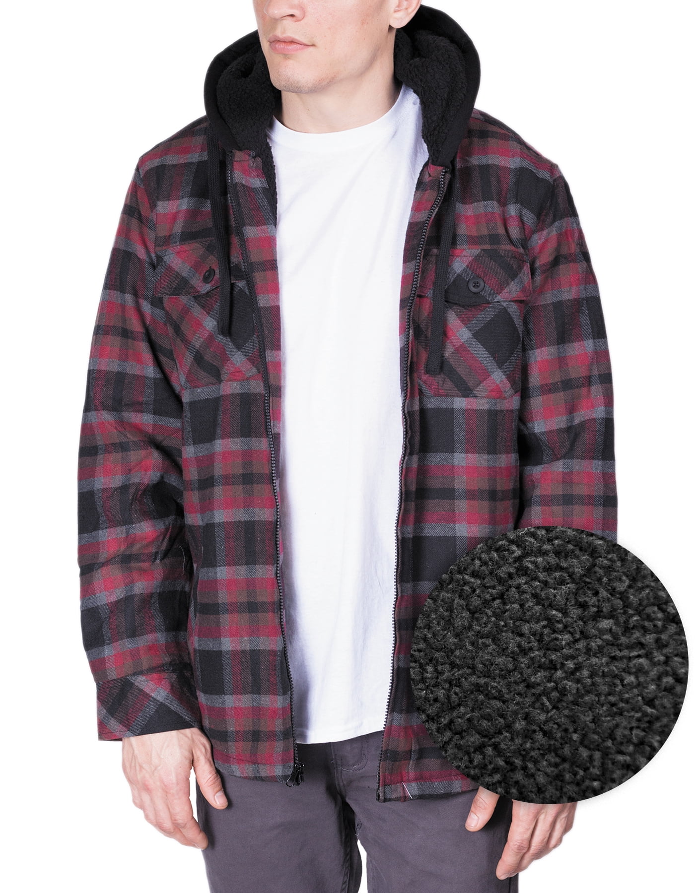Mens Flannel Hoodie Jackets for Men Zip 