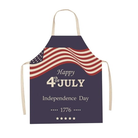 

NEGJ American Independence Day Cotton Linen Apron Home Party Sleeveless Coverall Kitchen Cooking Apron Adjustable Baking Apron (1pc)