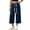Dark Blue, variant on Hueook Straight Leg Jeans for Women Drawstring Elastic Waist Denim Pants with Pockets Casual M