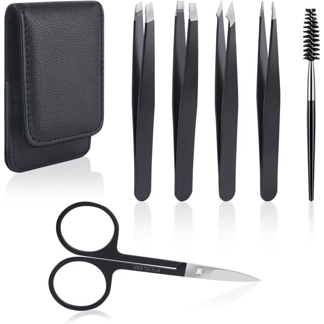 RV Kit de pinzas de 6 uds, pinzas profesionales, tijeras de acero inoxidable para depilación de cejas, vello facial y vello encarnado brillar Electrónica