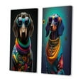 thumbnail image 3 of Designart "Rainbow Sweater Cool Dachshund V" Animals Dog Daschund Wall Art Set Of 2 - Children's Art Multicolor Canvas Set For Living Room Decor, 3 of 6