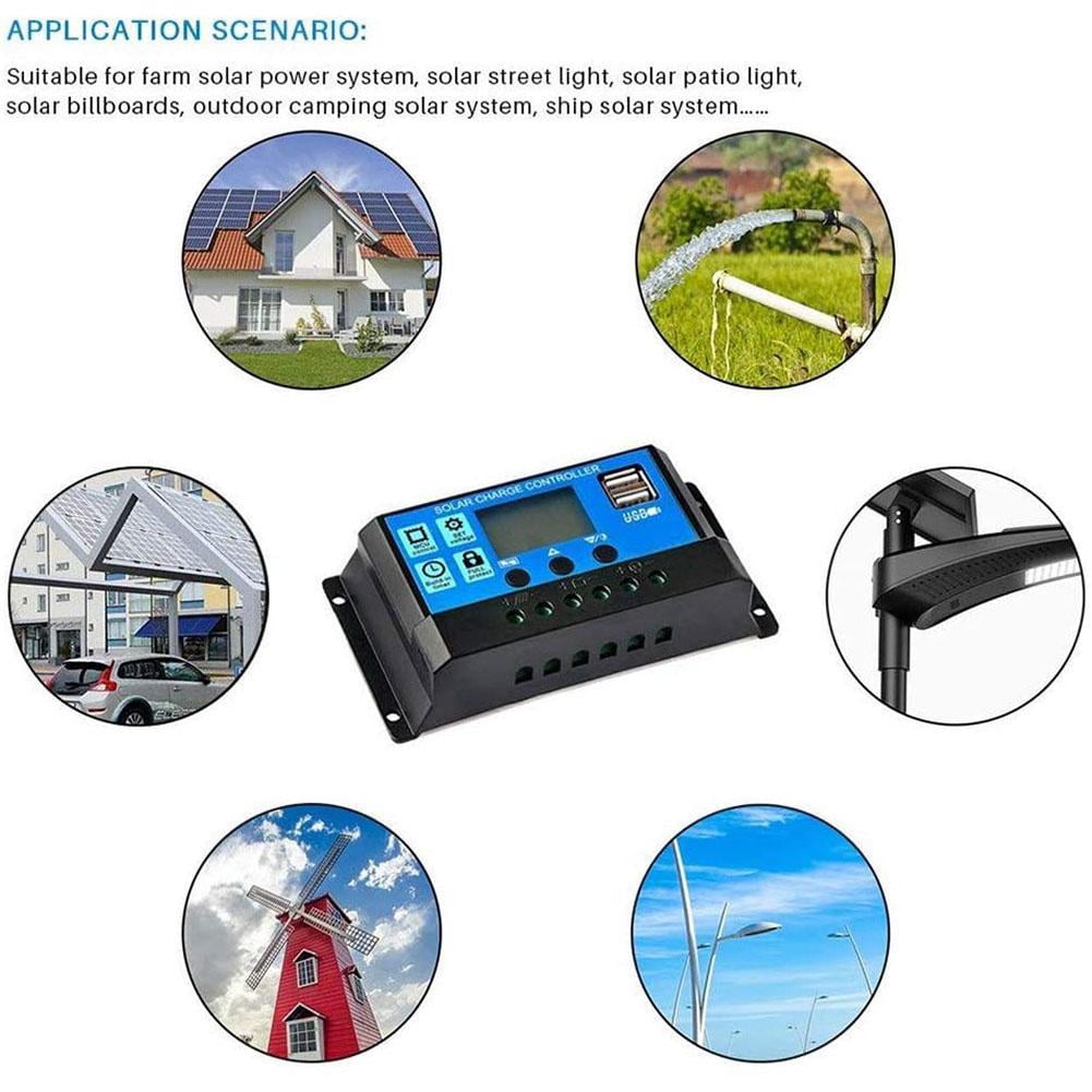 Solar Panel 10/20/30A Battery Charge Controller LCD RegulatorS 12V/24V Dual new. I8D3