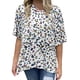 thumbnail image 1 of Top de manga de cinco puntos casual de moda suelta con estampado de jersey con cuello en V para mujer Fridja  hj4362, 1 of 6