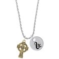thumbnail image 1 of Delight Jewelry Goldtone Large Celtic Cross Silvertone Script Initial Disc - & - Charm Necklace, 20"+3", 1 of 4