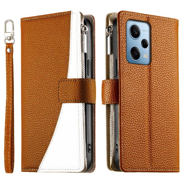 Funda cartera GANGXUN para Xiaomi Poco X5 Pro , cuero PU con tarjetero, cremallera, correa de mano, soporte y protección 1184°