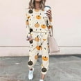 thumbnail image 2 of QATAINLAV 2 Piece Sets for Women Fashion Halloween Print Tracksuit Long Sleeve Pullover Tops and Drawstring Harem Sweatpants with Pockets Plus Size Lounge Set Todays Sales Orange L, 2 of 6