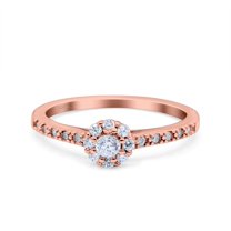Rose Tone, Simulated Cubic Zirconia Size-5 Art Deco Band Wedding Ring 925 Sterling Silver