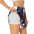 thumbnail image 3 of Lsque Cool Patriotic Buffalo Cowboy Printed Women's Running Shorts with Liner Pockets,Elastic Quick Dry Workout Athletic Gym Yoga Shorts,Womens High Waist Shorts-Large, 3 of 9