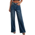 thumbnail image 1 of Pantalones PRETTYGARDEN de Pierna Ancha, Tiro Alto y Dobladillo Deshilachado en Denim, 1 of 4