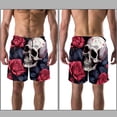 thumbnail image 3 of luoweisi Men's Beach Shorts Quick Dry Swim Trunks with Mesh Lining Roses and Skull L, 3 of 5