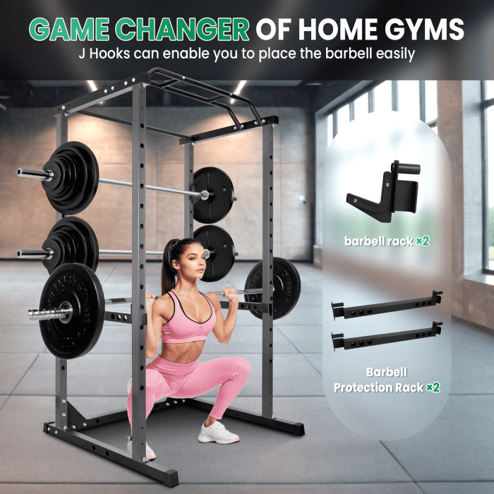 Black Power Rack, 44.3" (L) × 45.6" (W) × 81.5" (H), Rugged Steel Frame, Easy Assembly, 1200LBS, Long-Lasting Durability, Lifting Cage, Home Gym, Loft, Small Apartment