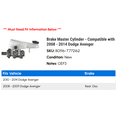 thumbnail image 2 of Brake Master Cylinder - Compatible with 2008 - 2014 Dodge Avenger 2009 2010 2011 2012 2013, 2 of 2