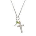 thumbnail image 2 of Delight Jewelry Silvertone Tropical Drink - Lime Green I Set You Apart Engraved Cross Zoey Necklace, 28", 2 of 4