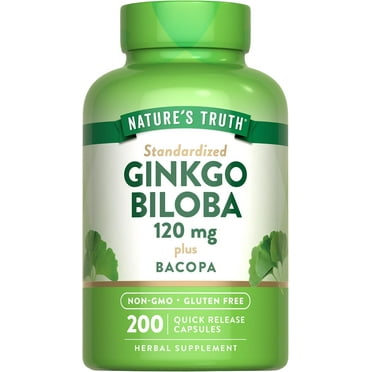 Ginkgo Biloba 120mg | 200 Capsules | Memory Supplement with Bacopa Monnieri | Non-GMO & Gluten Free Formula | by Nature's Truth