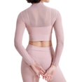 thumbnail image 3 of Baywell Women's Sexy Mesh Long Sleeve Tops with Chest Pad and Quick Drying Sports Bra S-XL, 3 of 7