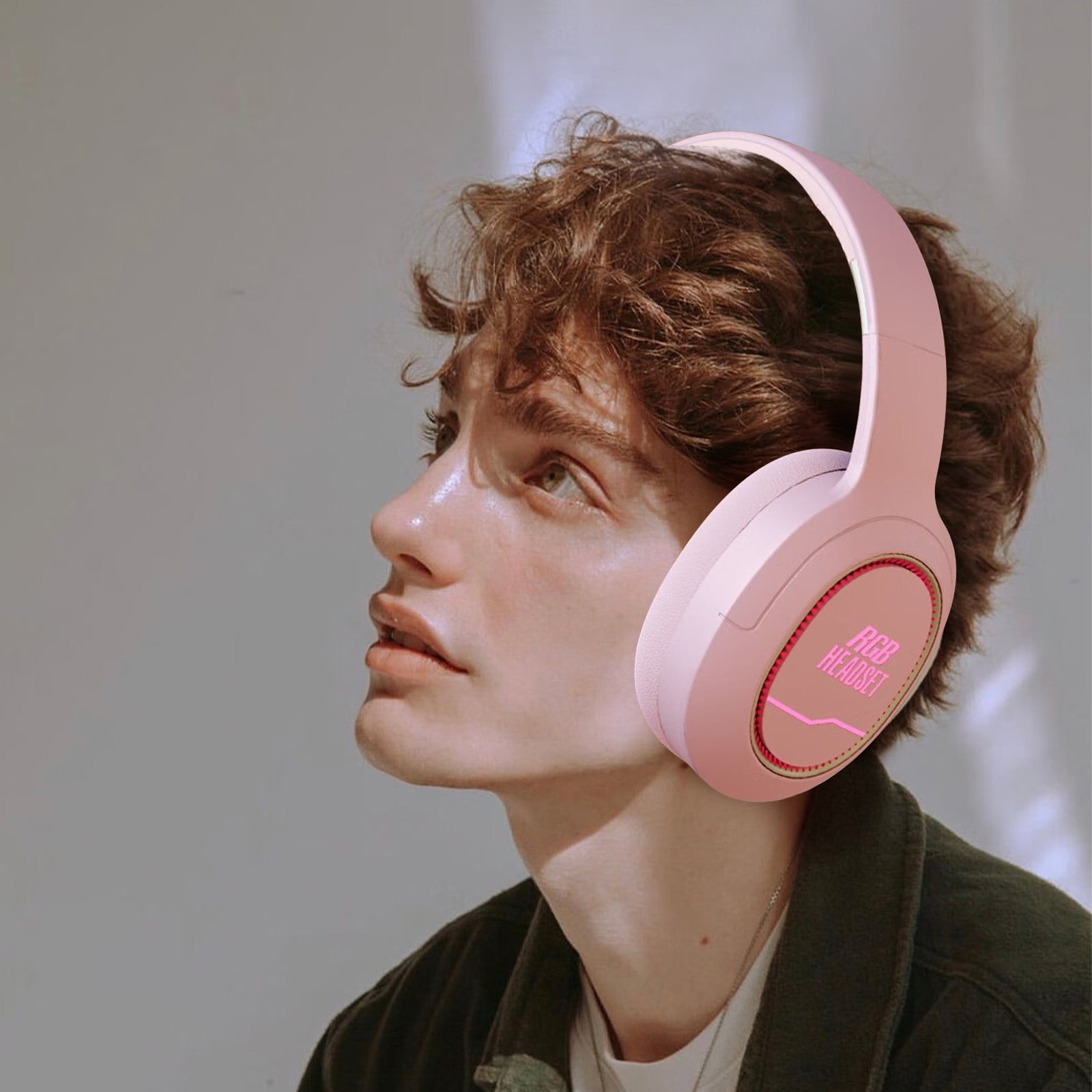Wireless Bluetooth Over Ear Headphones Up to 28H Battery Life Headset with Microphone Gym Overhead Headphones Compatible with iOS & Android Mobile Phones,Computers,Laptop,Pink