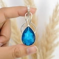 thumbnail image 3 of SATYAVIE JEWELLERY 925 Sterling Silver Swiss Blue Topaz Pendant – Teardrop Shape Silver Finish December Birthstone Luxury Jewelry Gift for Her, 3 of 6