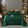 thumbnail image 6 of Btargot Satin Silky Soft Queen Comforter Set , Solid Luxury Lightweight Bedding Set Green, 6 of 10