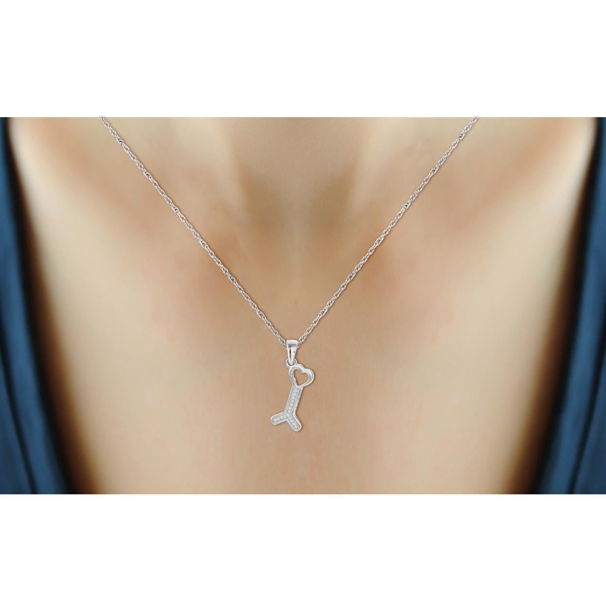 JewelersClub Sterling Silver (.925) Heart Necklace with 0.05 Carat White Diamonds | Jewelry Pendant Necklaces for Women White Diamonds & 18 inch Rope Chain with Spring Clasp